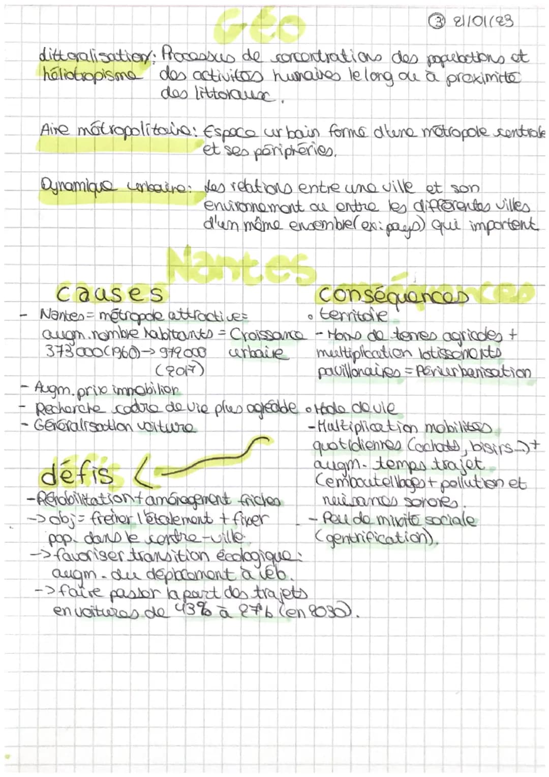 007101193
Géo
Defs:
Urbanisation Processus continu de croissance de la pop.
urbaine et d'extension des villes
Periurbanisation: Phonomono d'