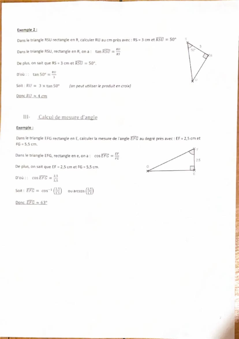Chapitre 2 Trigonométrie.
|-
Definitions
Généralités
Dans un triangle rectangle, l'hypotenuse est le plus grand côté du triangle rectangle, 