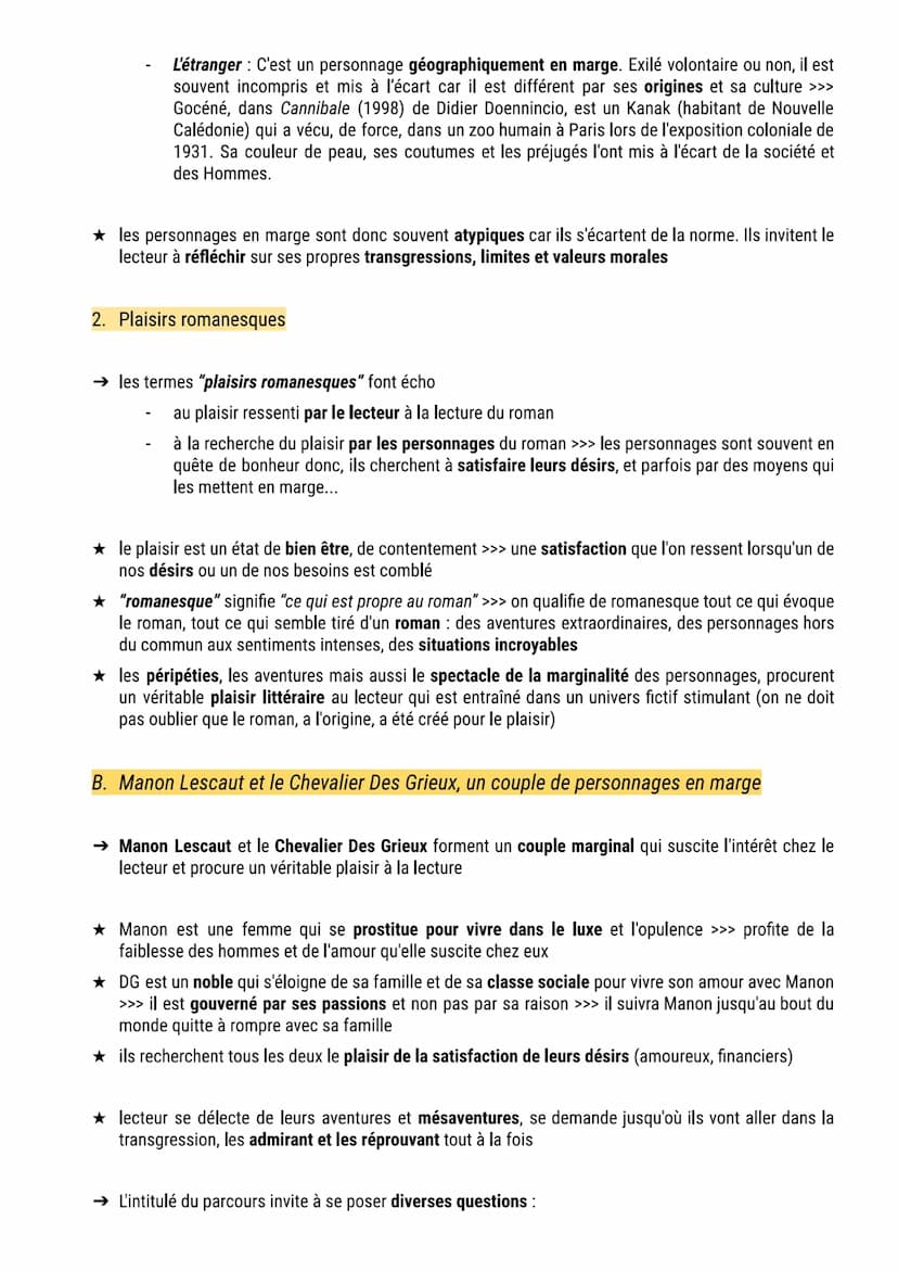 Réflexions sur l'intitulé du parcours "Personnages en marge, plaisirs romanesques"
L'intitulé du parcours nous invite à nous demander pourqu