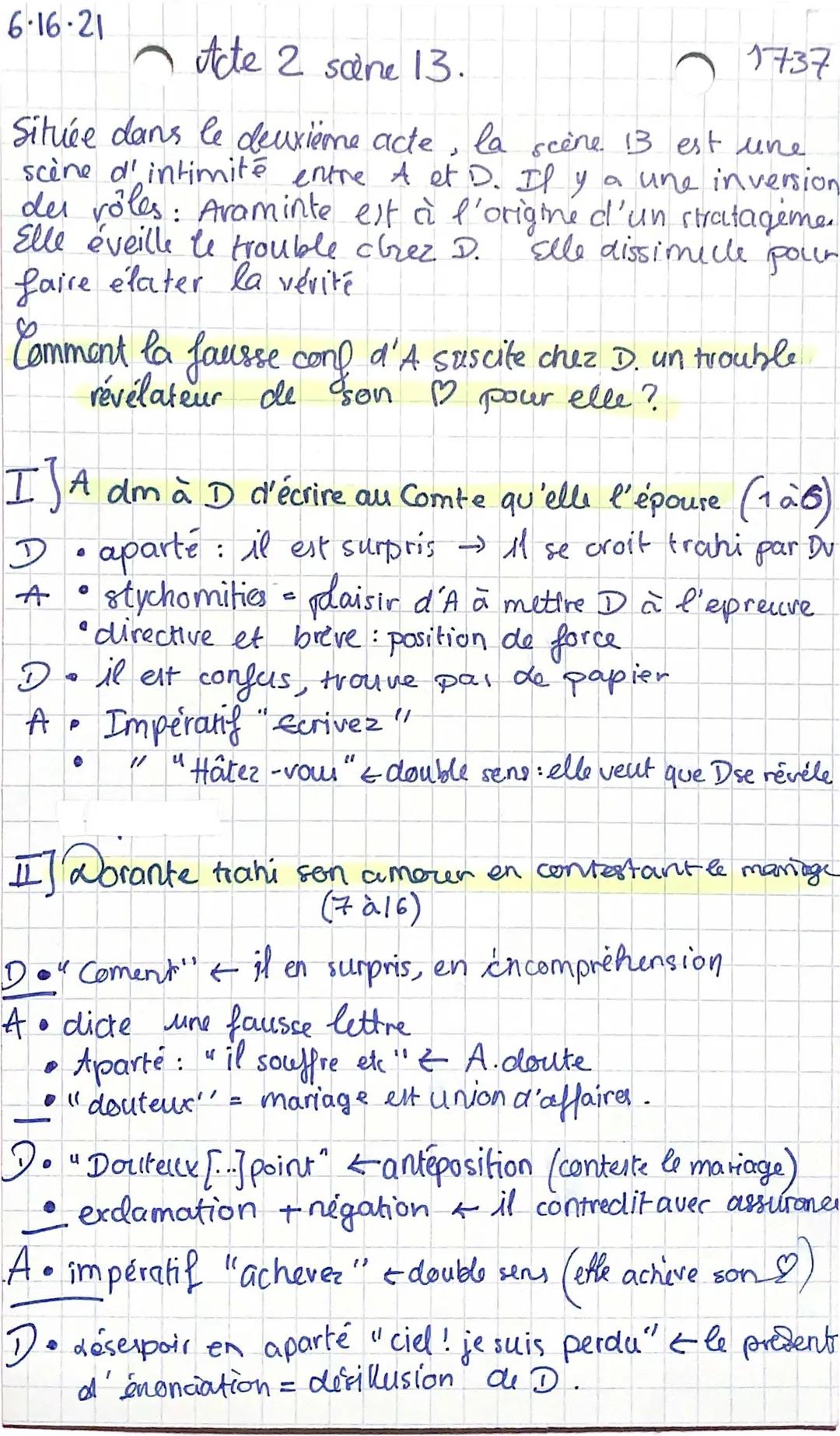 Les Fausses Confidences Acte 2 Scène 13 : Analyse Linéaire, Texte et Ouverture