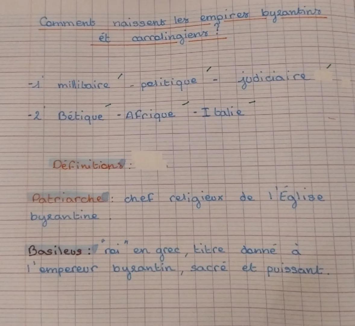 Theme 1: Chrétientés et Islam
Chapitre 1: Byzance et
L’Europe Carolingiennes
- Travail sur la page 26 -29 (carte)
- 1 L’Empire Byzantin est 