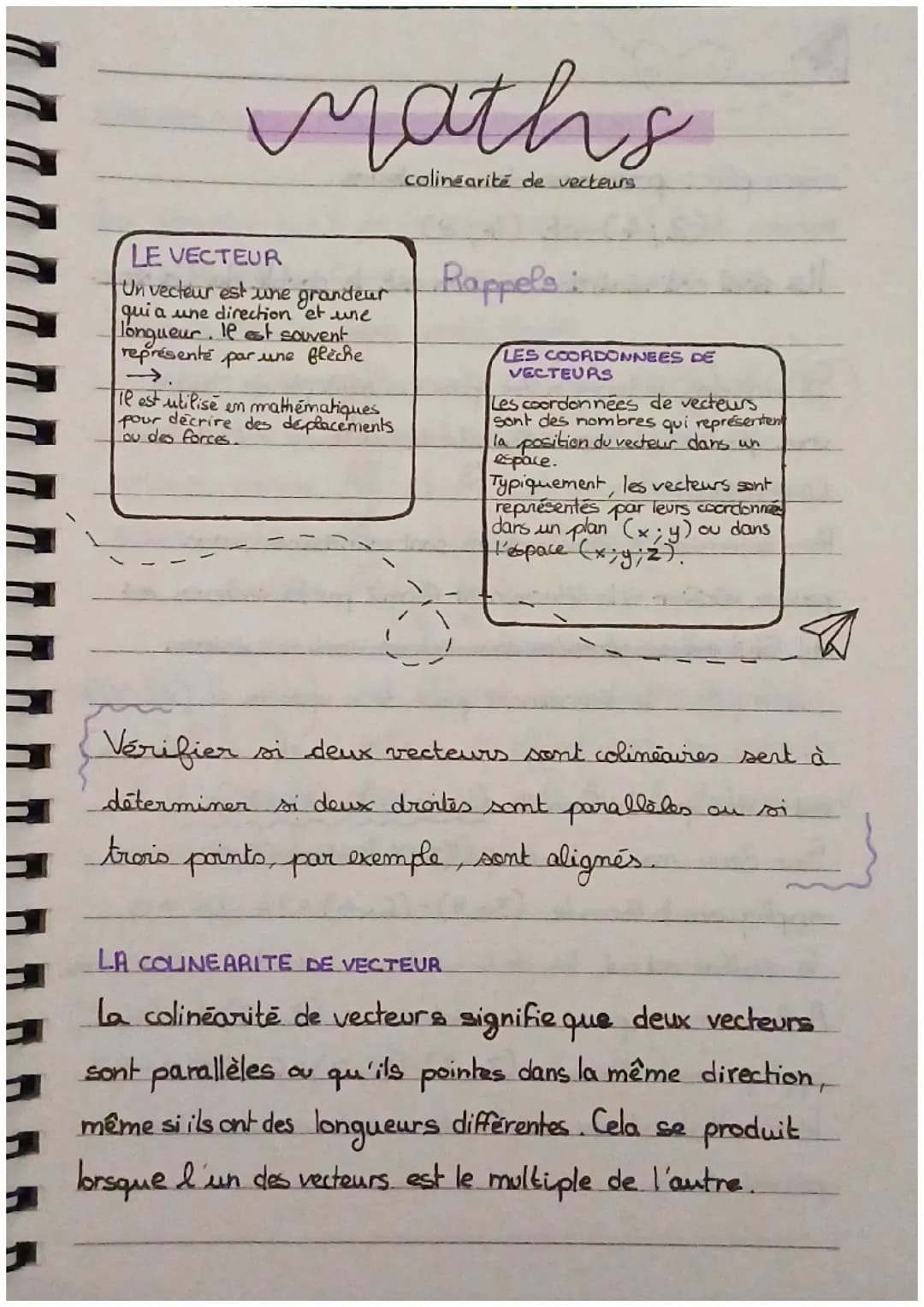 La colinéarité de vecteurs 