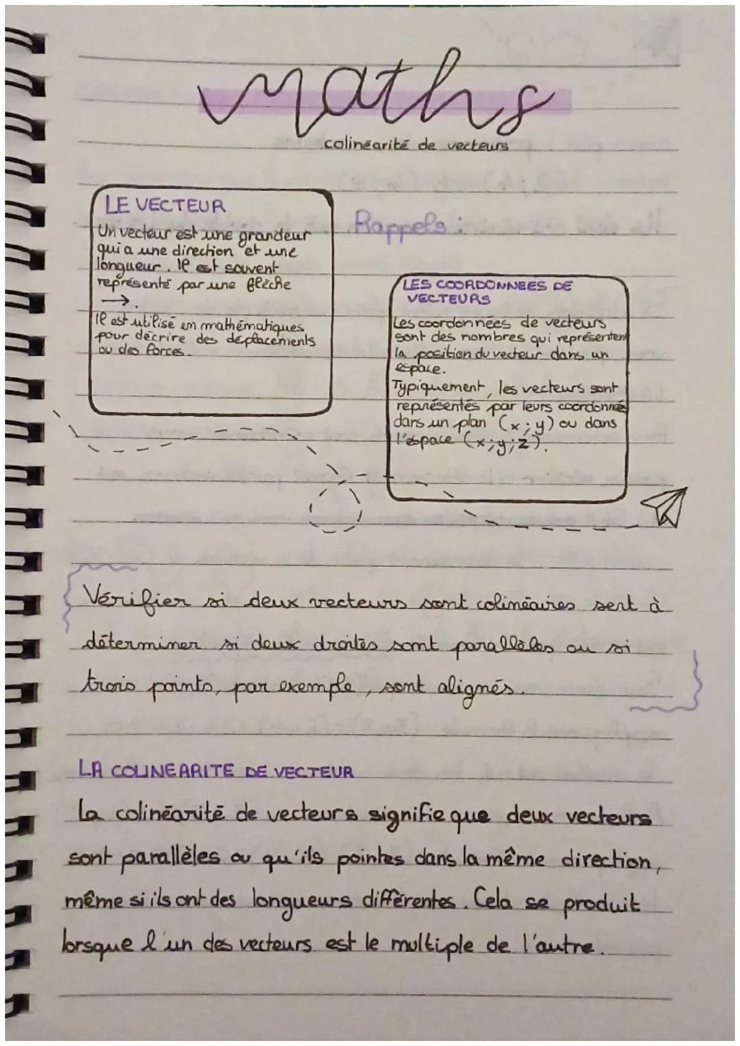 Maths
colinearité de vecteurs
LE VECTEUR
Un vecteur est une grandeur
qui a une direction et une
longueur. Il est souvent
représenté par une 