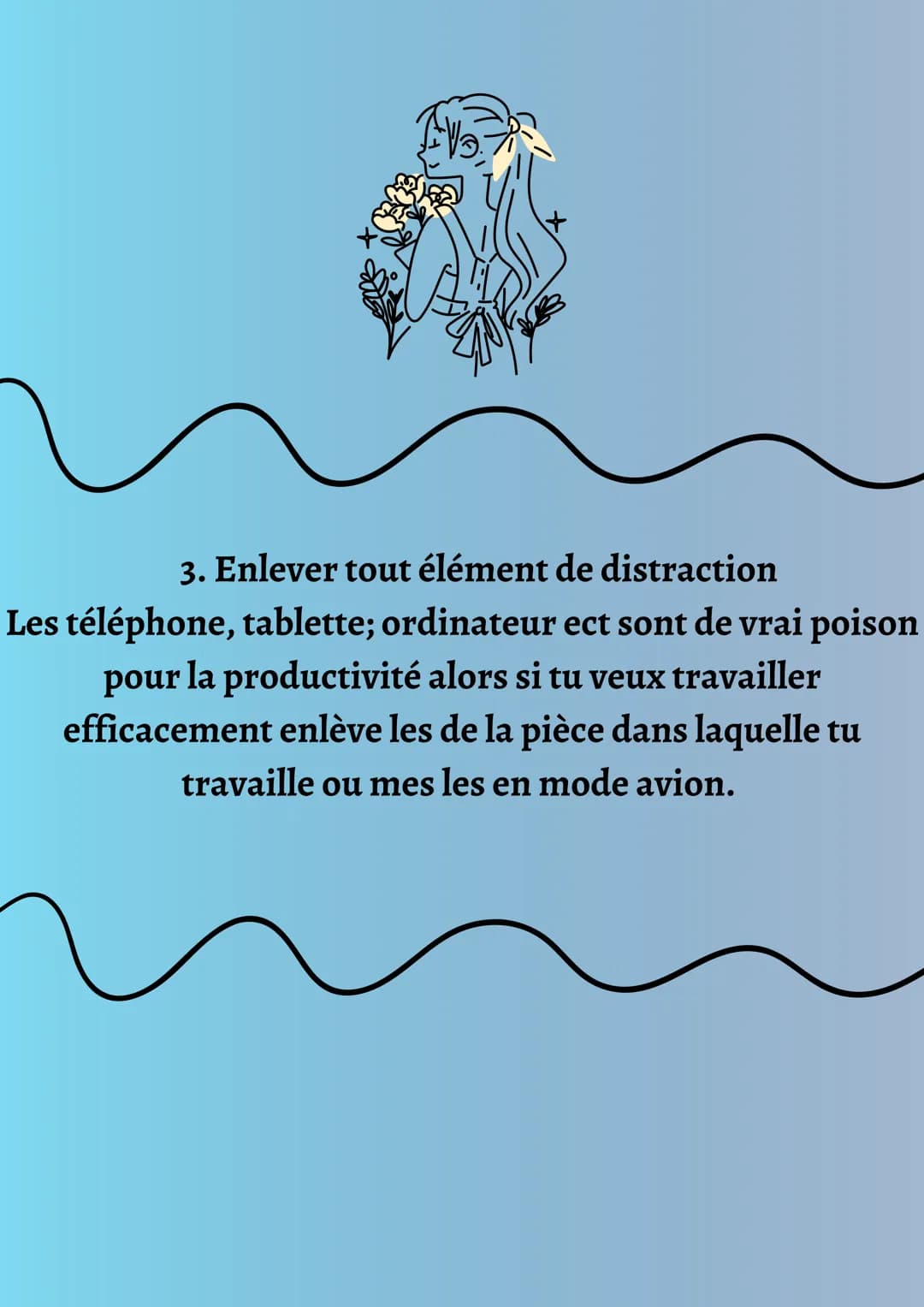 Comment être productif ?
<3 1. Faire un
planning
Le planning c'est le
B.A BA de
l'organisation,moi
personnellement
j'utilise un
planning
sem