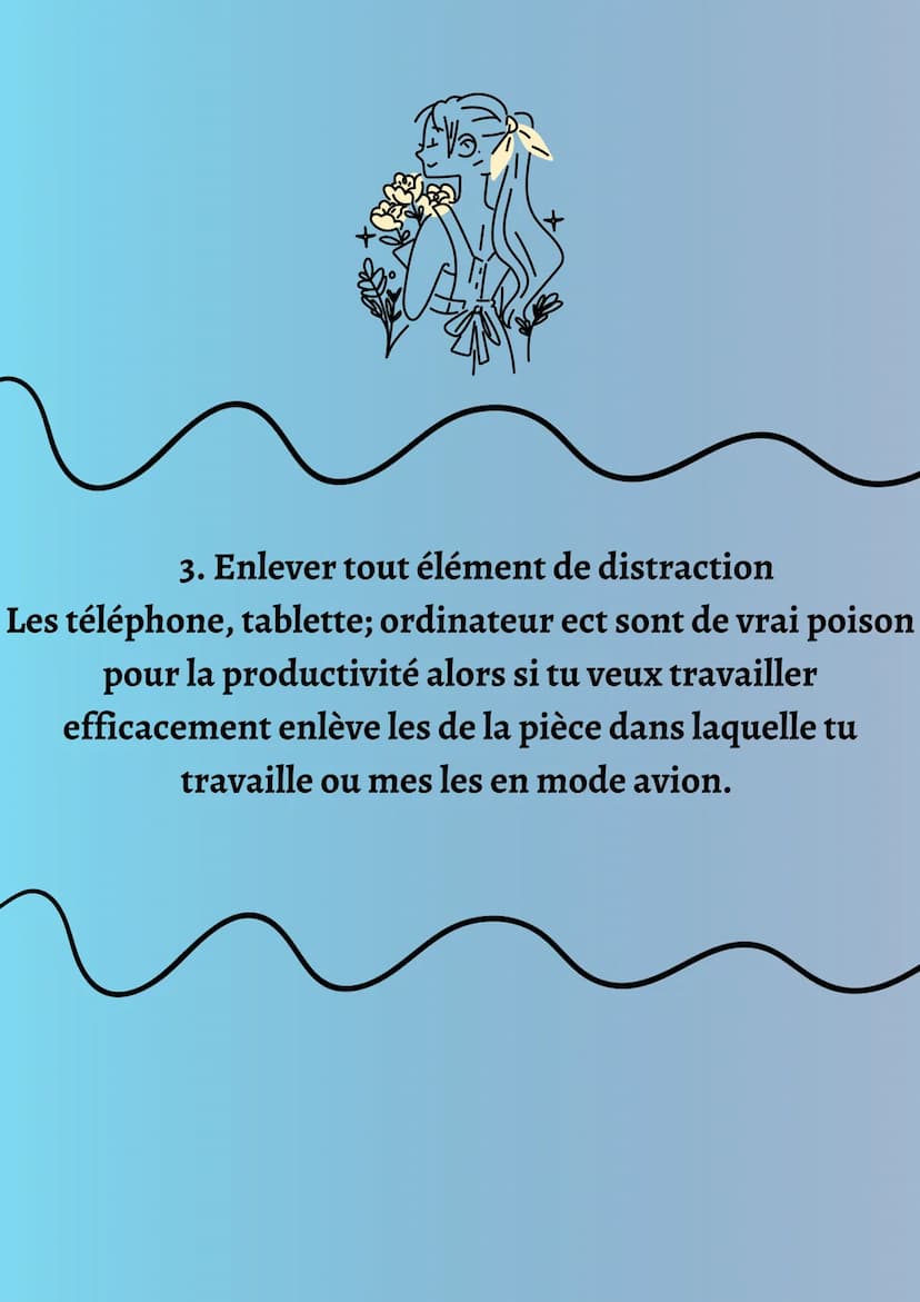 Comment être productif ?
<3 1. Faire un
planning
Le planning c'est le
B.A BA de
l'organisation,moi
personnellement
j'utilise un
planning
sem