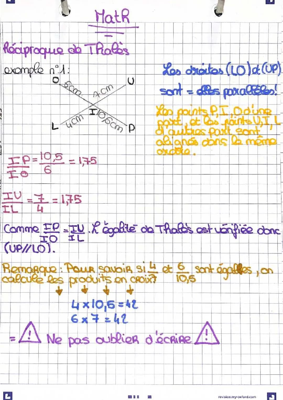 réciproque de thalès 