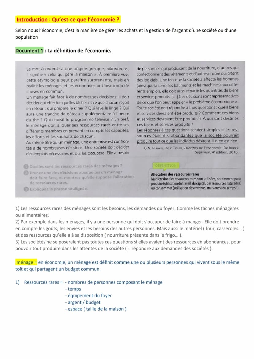 Chapitre 1 - La création de richesses en économie
Les objectifs du chapitre :
- Montrer que la production est assurée par les entreprises ma