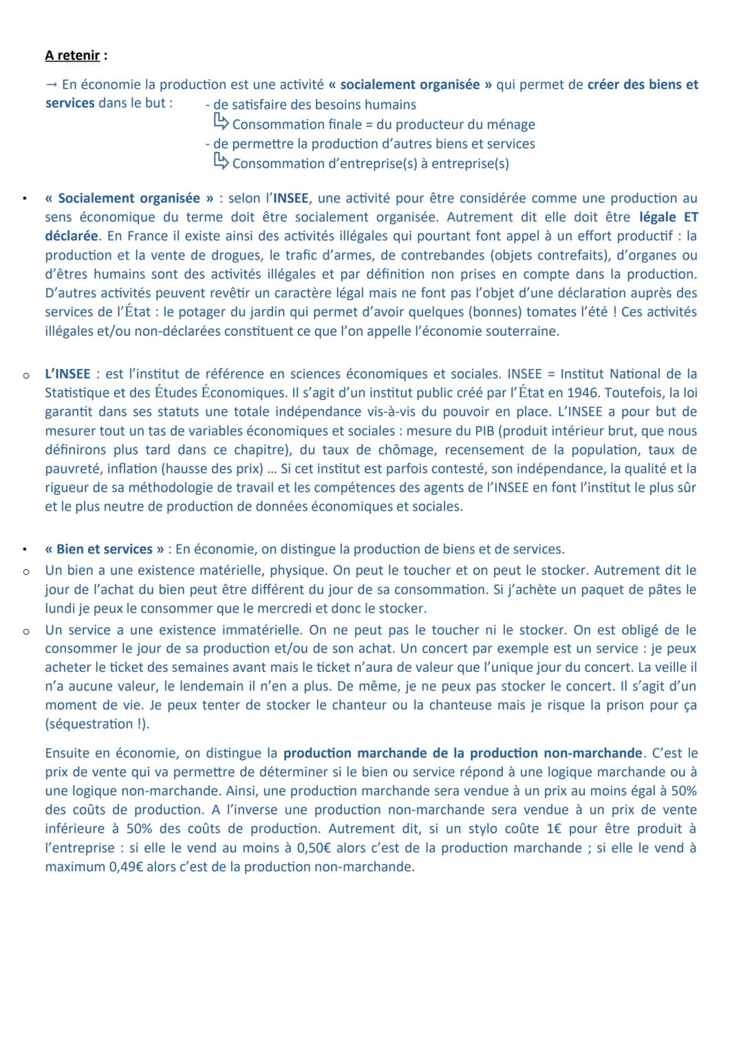 Chapitre 1 - La création de richesses en économie
Les objectifs du chapitre :
- Montrer que la production est assurée par les entreprises ma