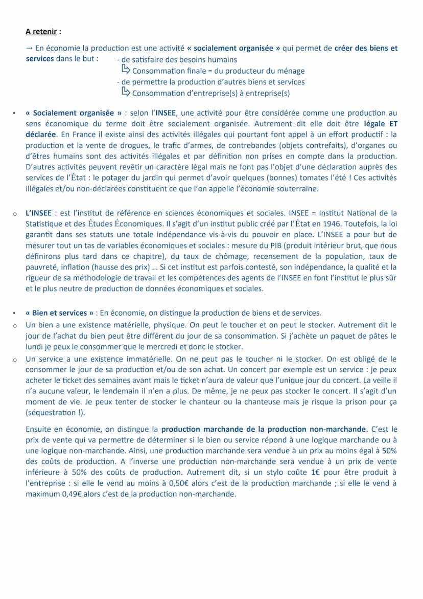 Chapitre 1 - La création de richesses en économie
Les objectifs du chapitre :
- Montrer que la production est assurée par les entreprises ma