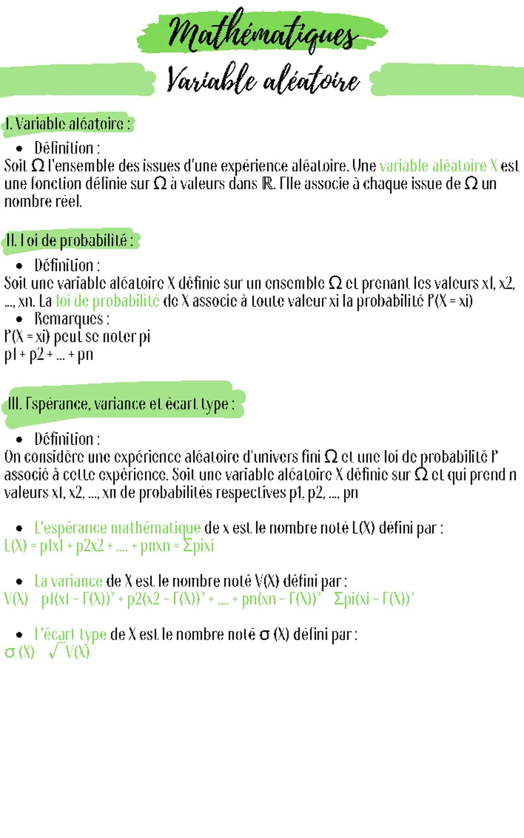Variables aléatoires