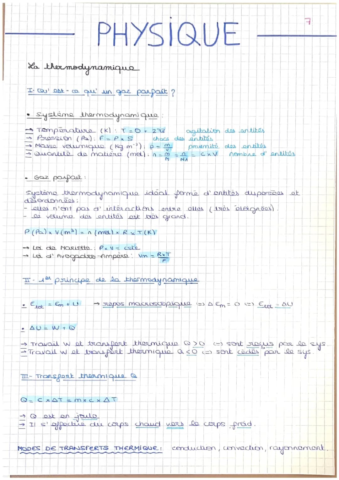 Physique - La thermodynamique 