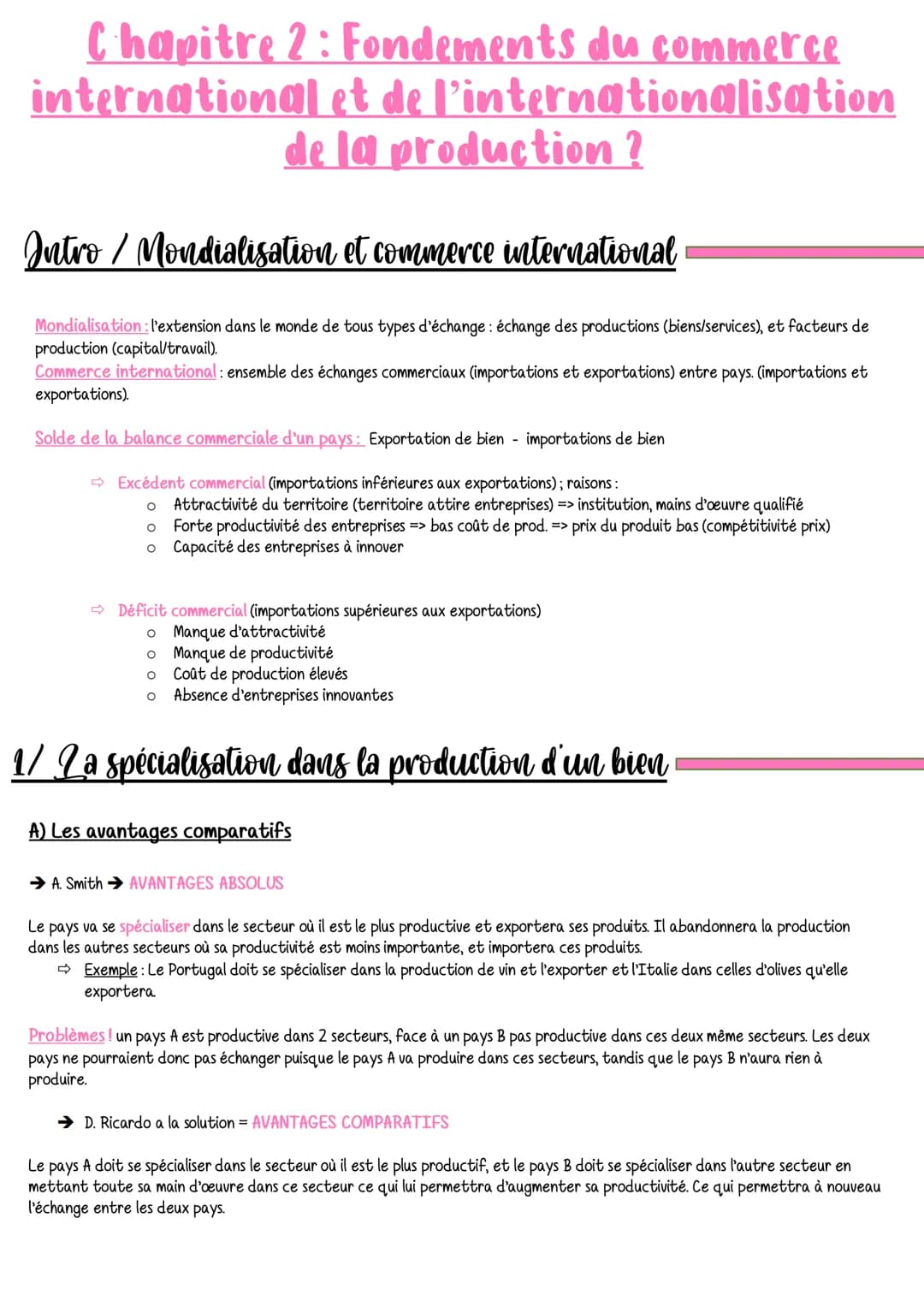 international et de
Chapitre 2: Fondements du commerce
l'internationalisation
de la production ?
Intro / Mondialisation et commerce internat