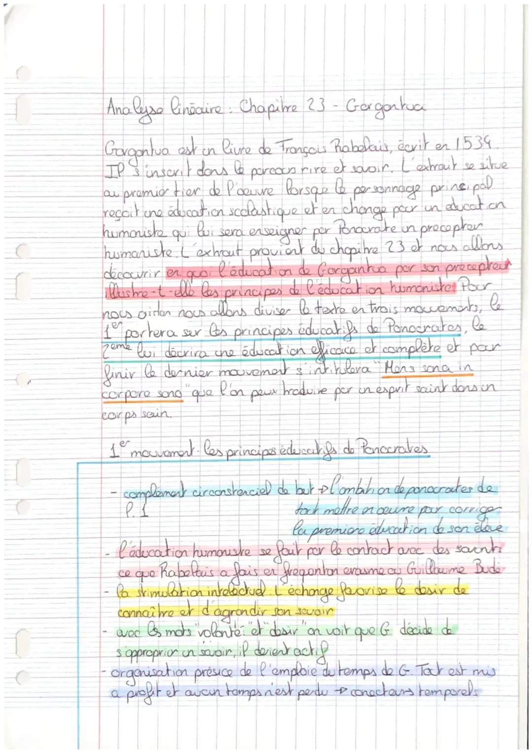 L'éducation de Gargantua par Ponocrates et l'analyse du chapitre 23