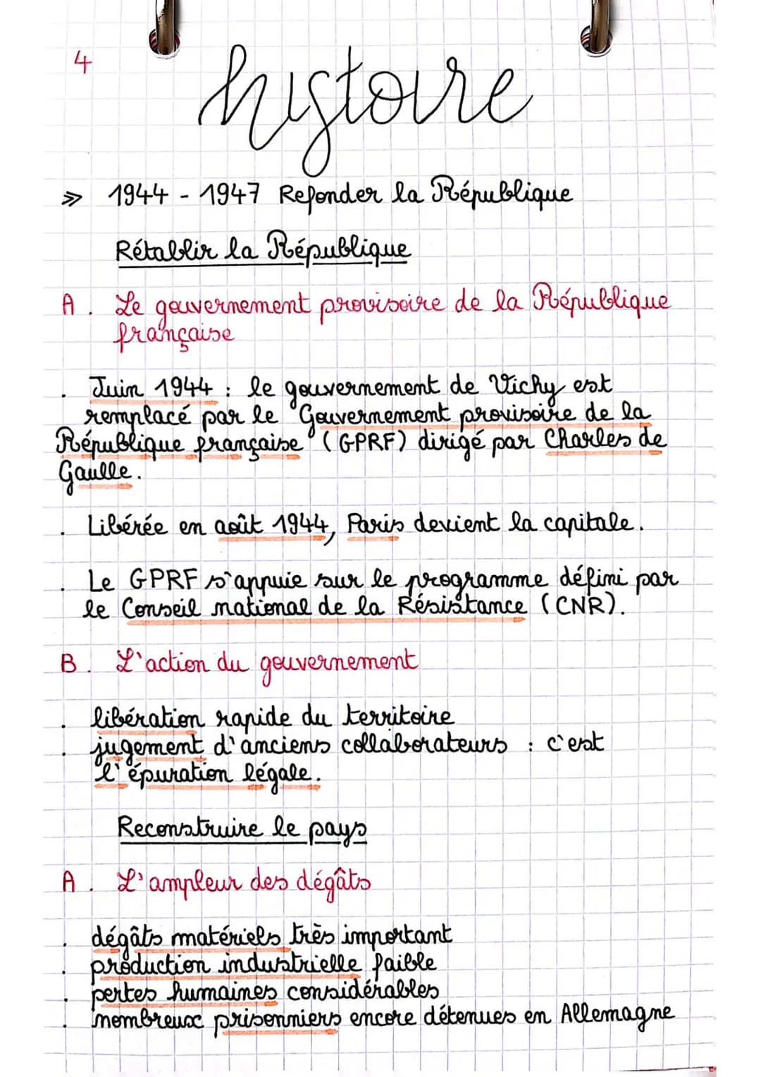 histoire
> 1944 - 1947 Refonder la République
Rétablir la République
A. Le gouvernement provisoire de la République
française
4
Juin 1944: l