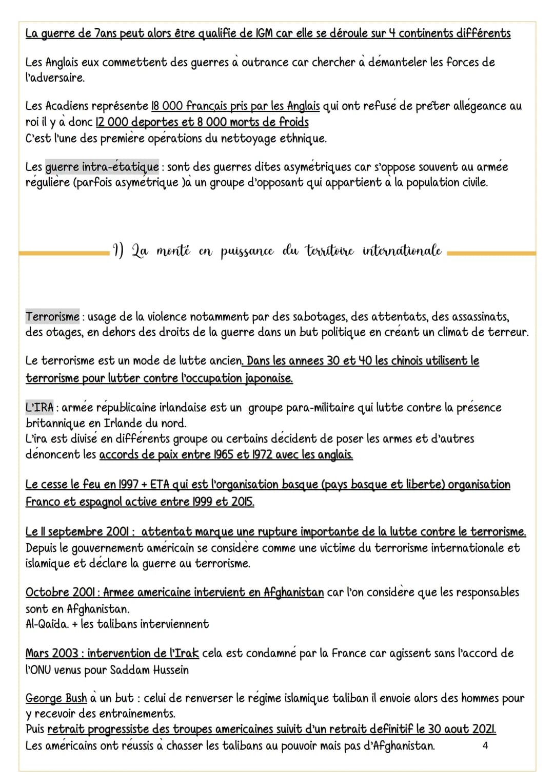 La guerre de 7ans peut alors être qualifie de IGM car elle se déroule sur 4 continents différents
Les Anglais eux commettent des guerres à o
