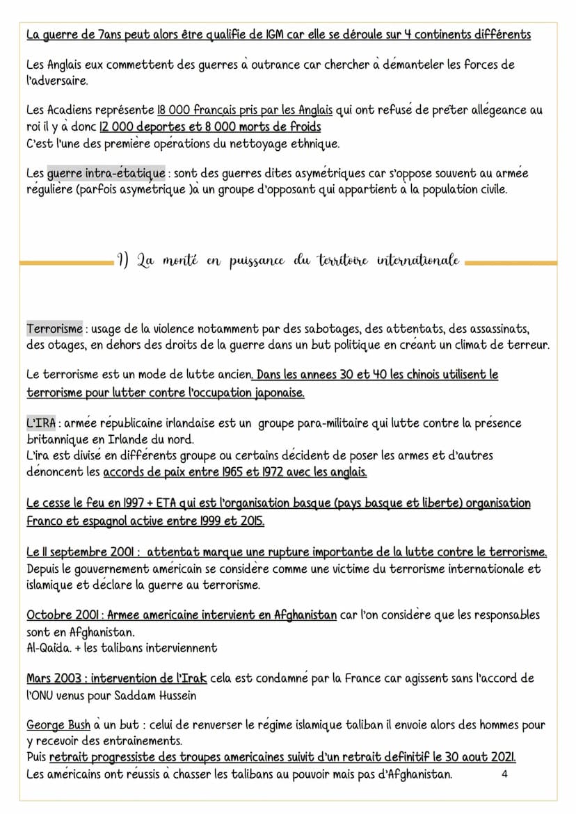 La guerre de 7ans peut alors être qualifie de IGM car elle se déroule sur 4 continents différents
Les Anglais eux commettent des guerres à o