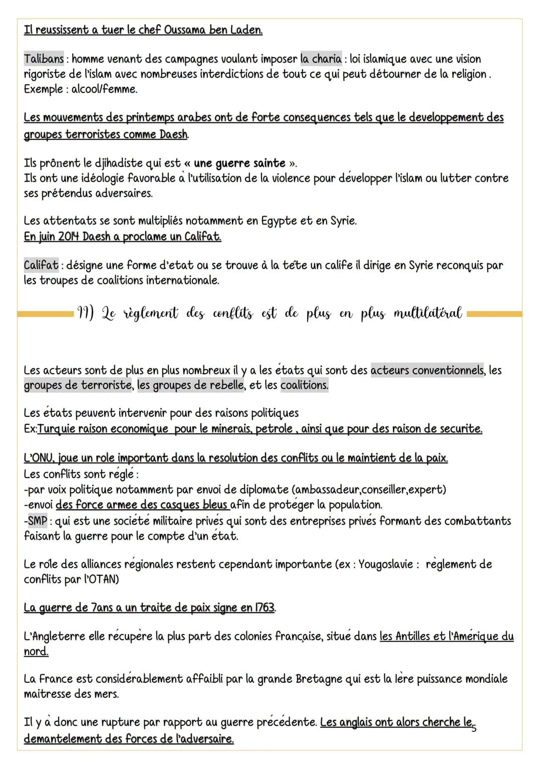 La guerre de 7ans peut alors être qualifie de IGM car elle se déroule sur 4 continents différents
Les Anglais eux commettent des guerres à o