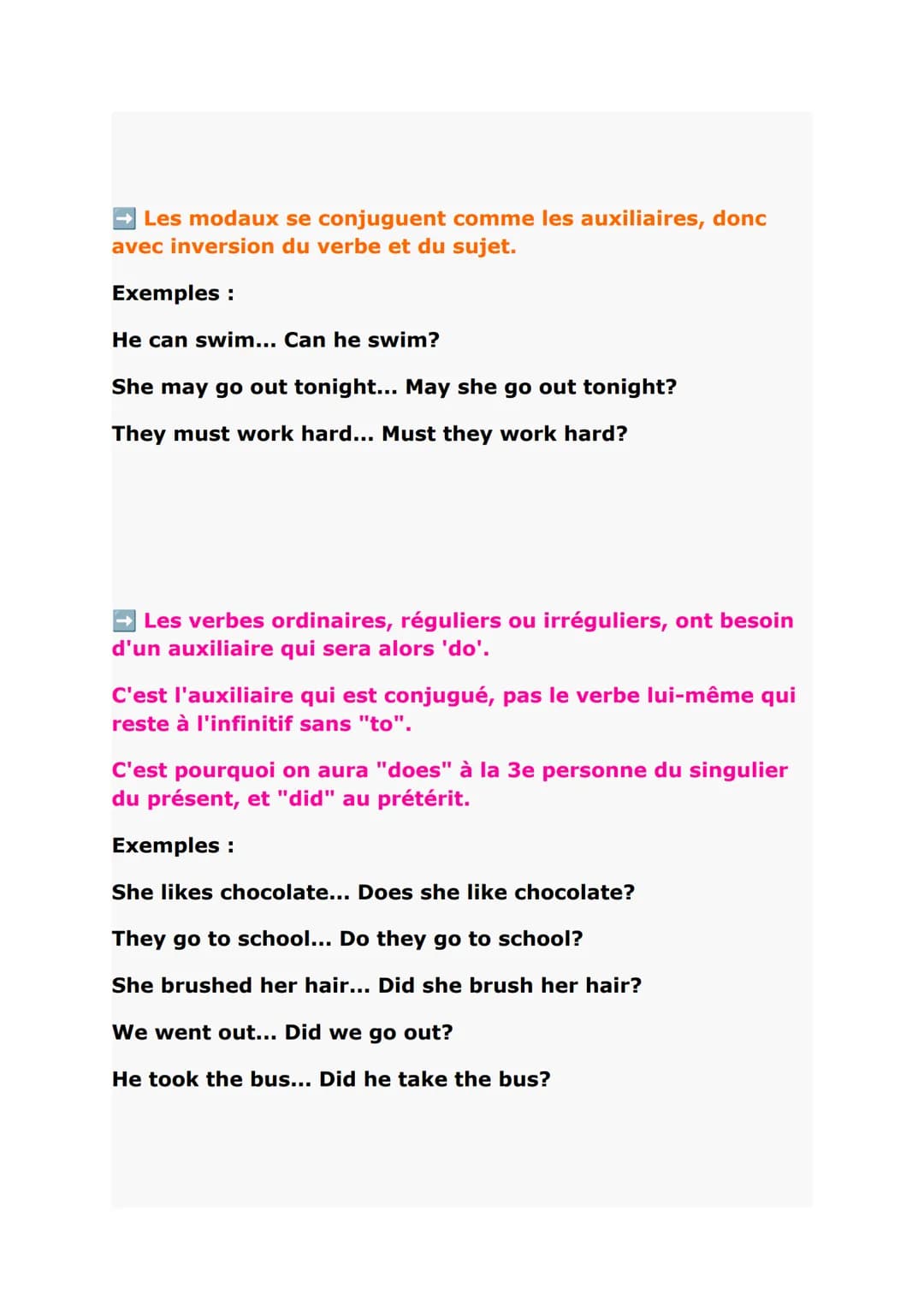 Comment poser des questions
cours en anglais
Comment poser des questions?
Il faut déterminer quel verbe va être employé.
→ Les questions peu