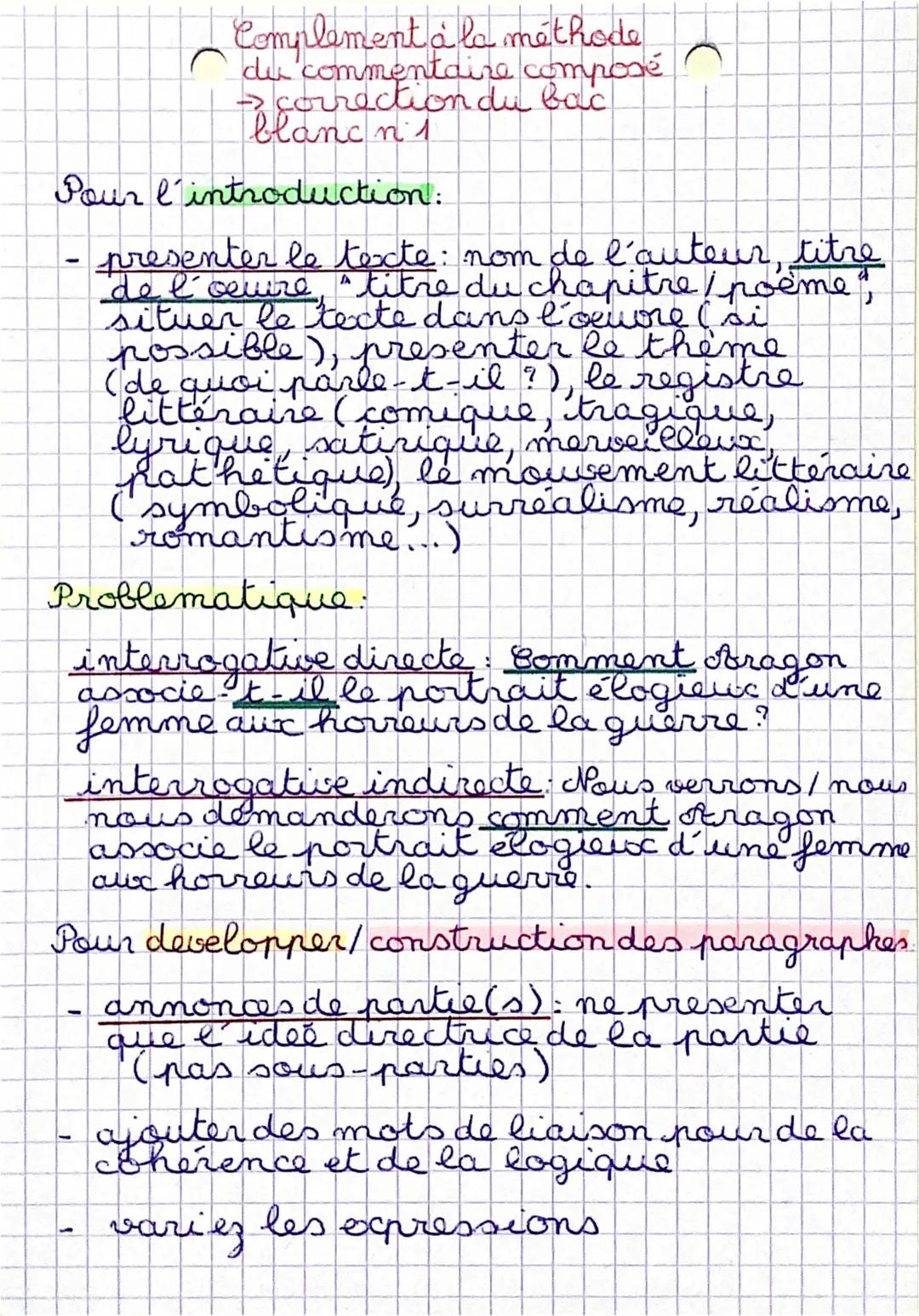 # Complement à la méthode
du commentaire composé
→ correction du bac
blancn 1

Pour l'introduction:

- presenter le texte: nom de l'auteur, 