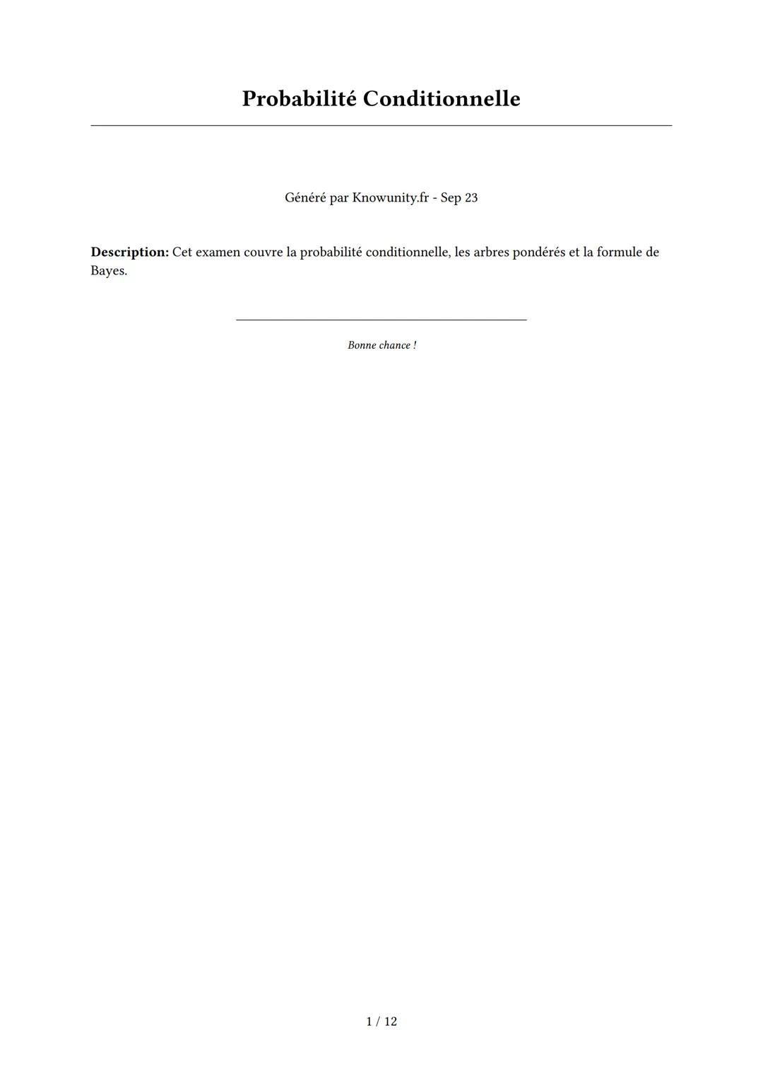 Probabilité Conditionnelle