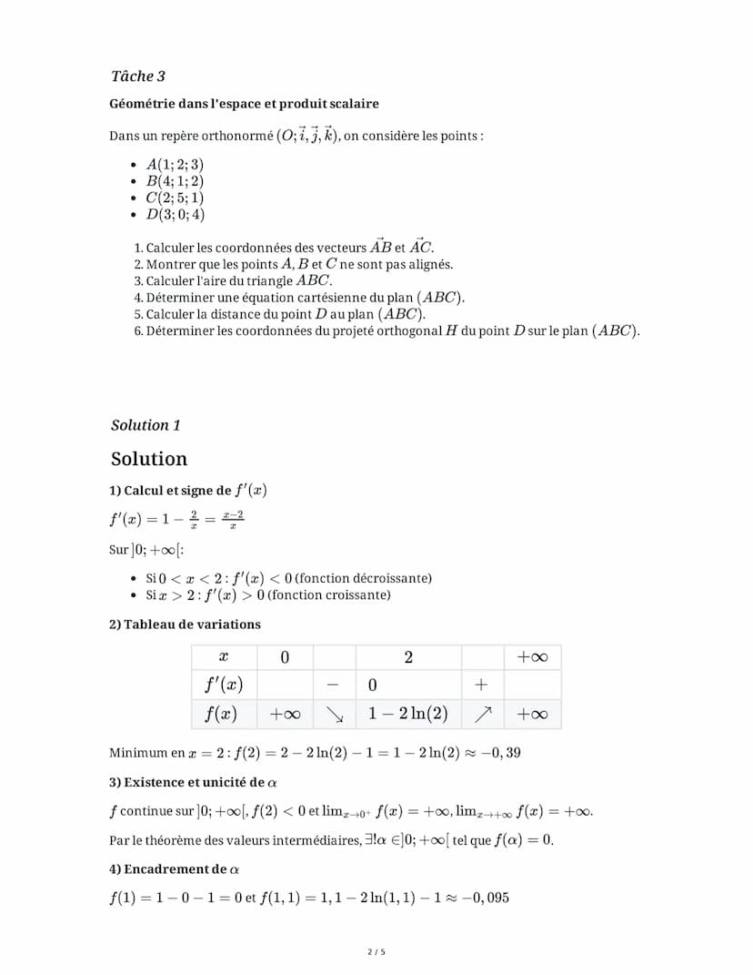 28 May 2025
Examen de préparation au baccalauréat en
maths
Tâche 1
Étude d'une fonction avec logarithme népérien
Soit f la fonction définie 