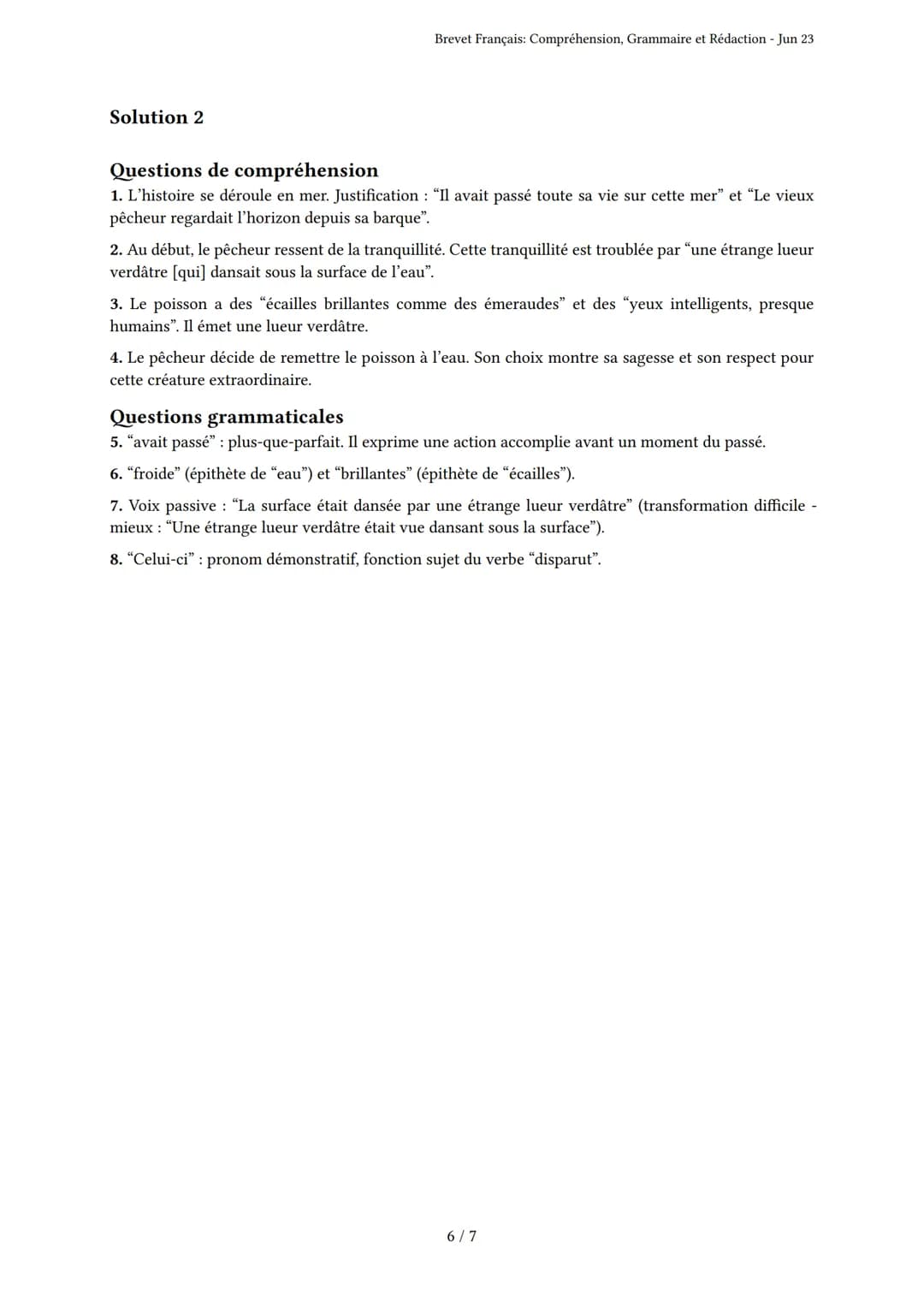 Brevet Français: Compréhension, Grammaire et Rédac-
tion
Brevet
Généré par Timéo - Jun 23
Description: Ce brevet évalue la compréhension écr