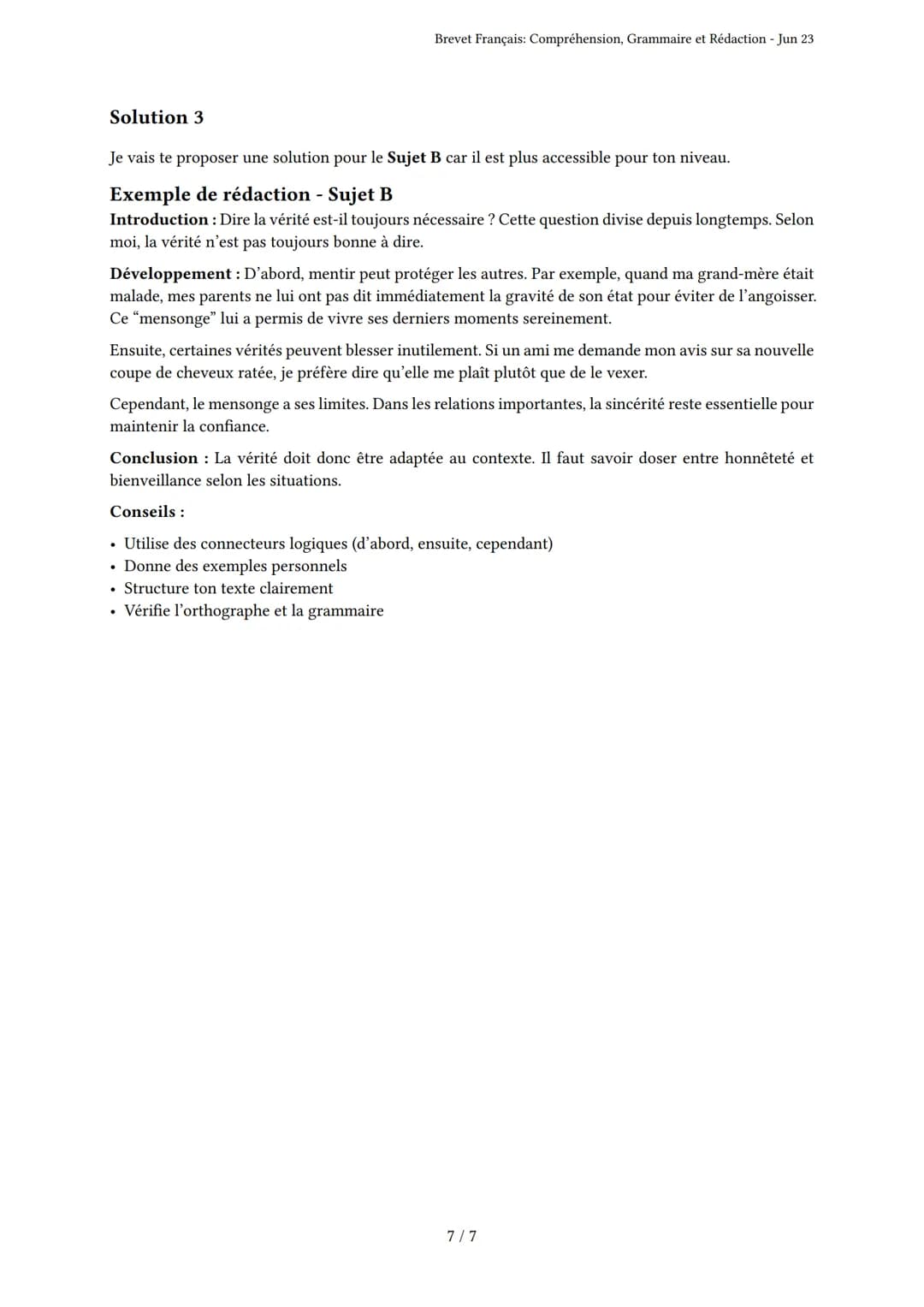 Brevet Français: Compréhension, Grammaire et Rédac-
tion
Brevet
Généré par Timéo - Jun 23
Description: Ce brevet évalue la compréhension écr