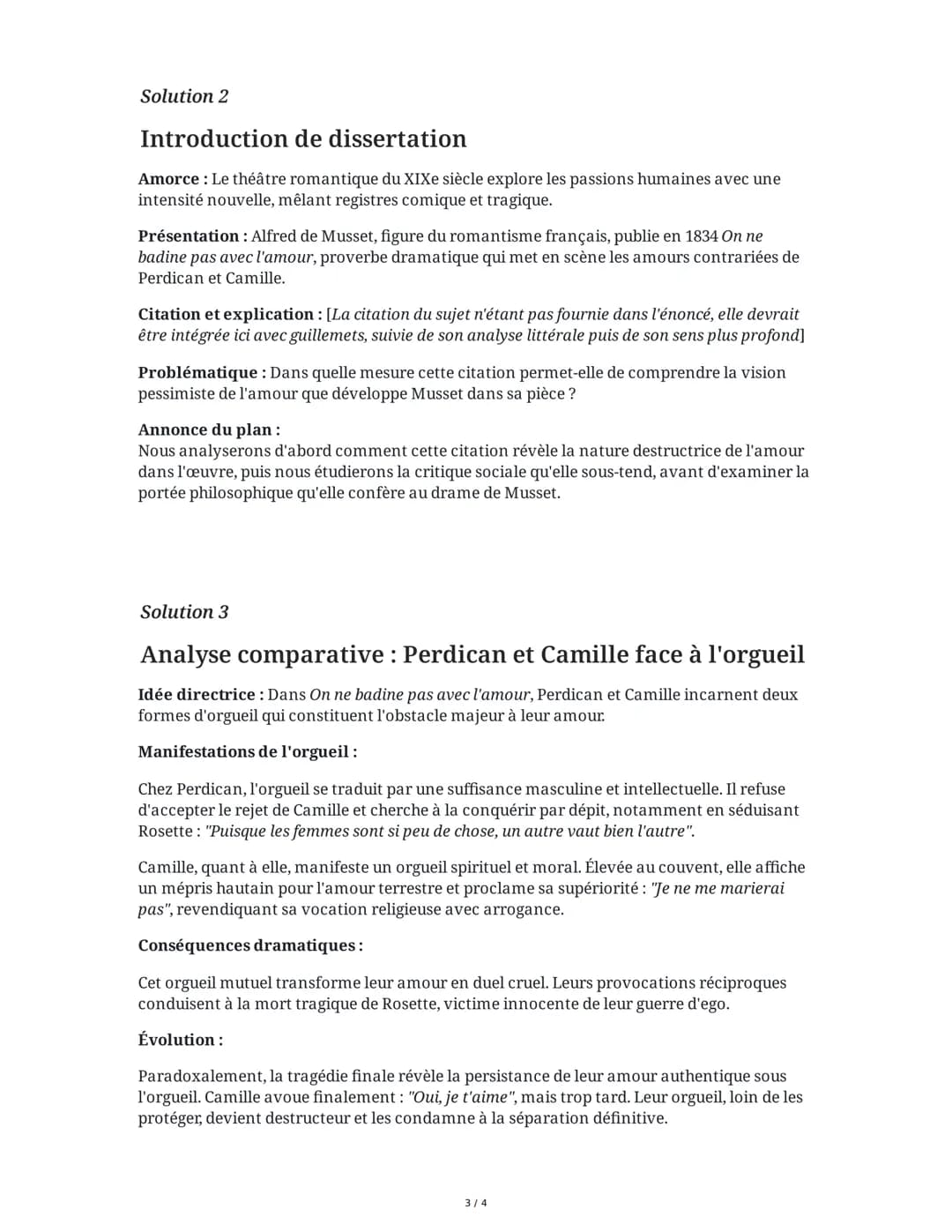 3 June 2025
Dissertation: On ne badine pas avec l'amour
Tâche 1
Analyse de la citation de Perdican (8 points)
Dans la scène de dénouement d'