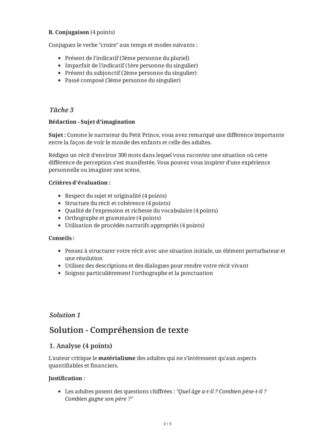 4 June 2025
Brevet Français: Compréhension et Expression
Tâche 1
Compréhension de texte
Lisez attentivement le texte suivant puis répondez a