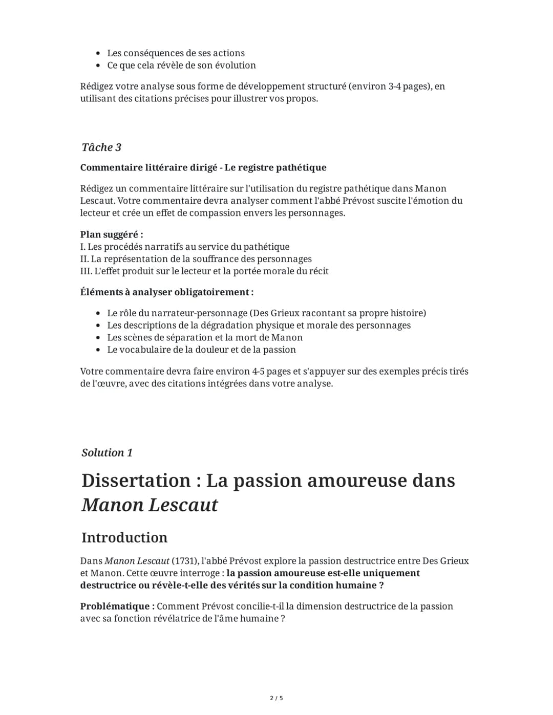 30 May 2025
Dissertation: Manon Lescaut et le Bac de
Français
Tâche 1
Dissertation littéraire - Manon Lescaut
Sujet: "Dans Manon Lescaut, l'