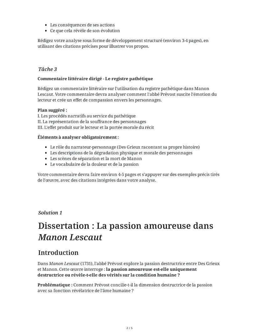 30 May 2025
Dissertation: Manon Lescaut et le Bac de
Français
Tâche 1
Dissertation littéraire - Manon Lescaut
Sujet: "Dans Manon Lescaut, l'