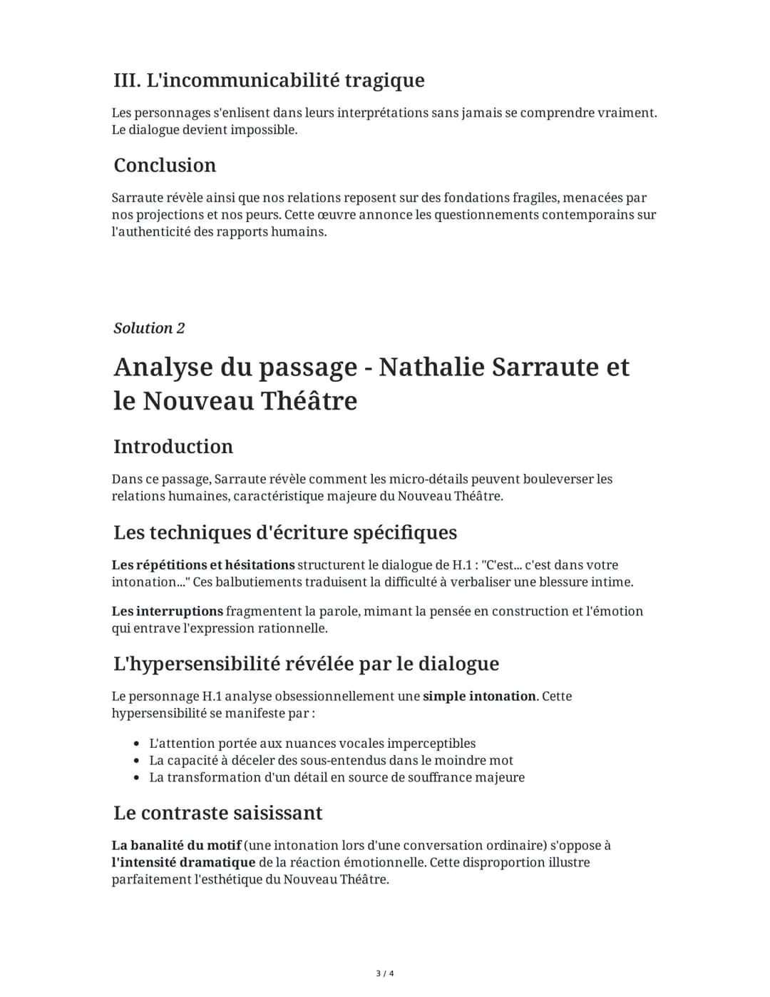 4 June 2025
Pour un oui ou pour un non: Dissertation
Tâche 1
Dissertation littéraire
Sujet: Dans "Pour un oui ou pour un non" (1982), Nathal