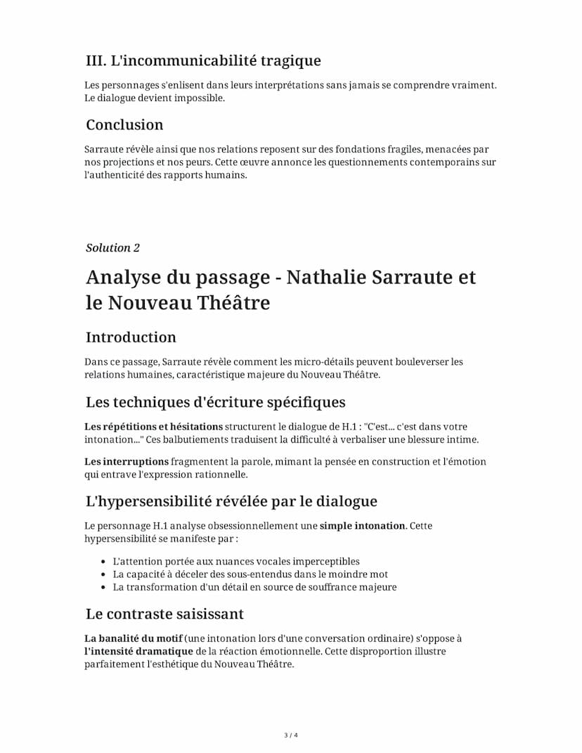 4 June 2025
Pour un oui ou pour un non: Dissertation
Tâche 1
Dissertation littéraire
Sujet: Dans "Pour un oui ou pour un non" (1982), Nathal