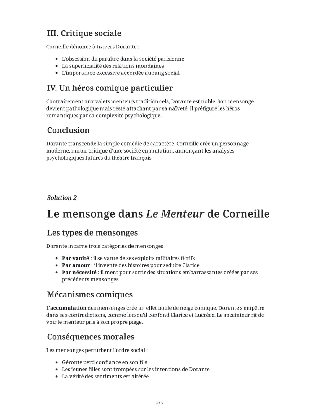 30 May 2025
Dissertation: Le Menteur de Corneille
Tâche 1
Analyse littéraire - Le personnage de Dorante
Analysez le personnage de Dorante da
