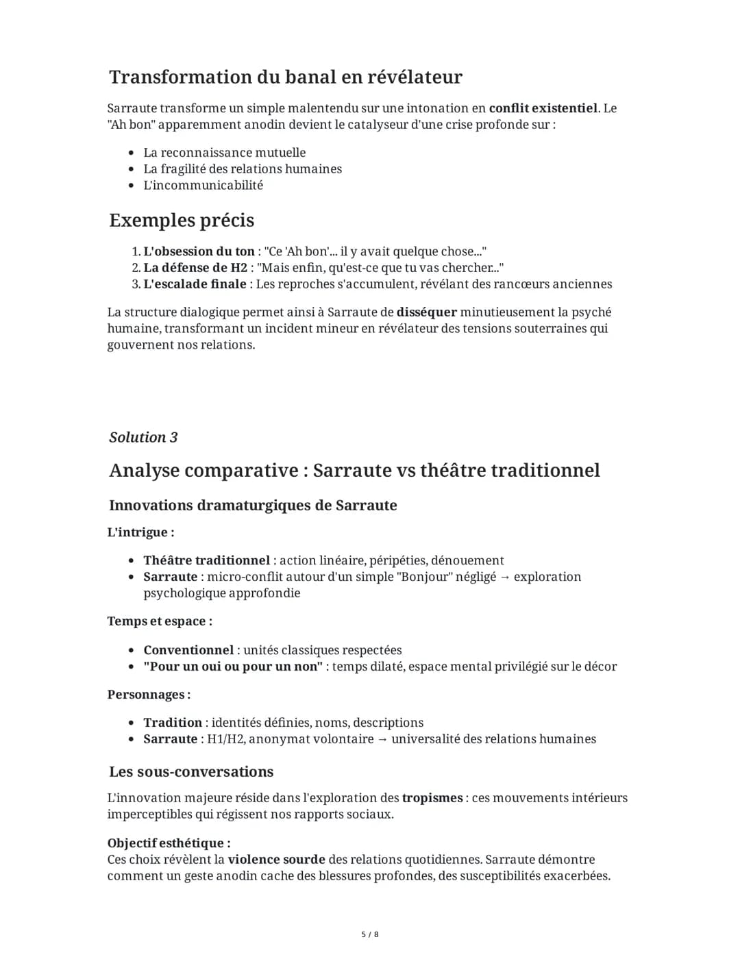 8 June 2025
Analyse du théâtre de Nathalie Sarraute
Tâche 1
Analyse de la structure dramatique dans "Pour un oui ou pour un non"
Analysez la