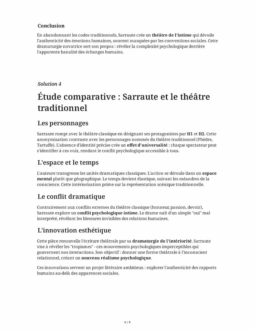 8 June 2025
Analyse du théâtre de Nathalie Sarraute
Tâche 1
Analyse de la structure dramatique dans "Pour un oui ou pour un non"
Analysez la