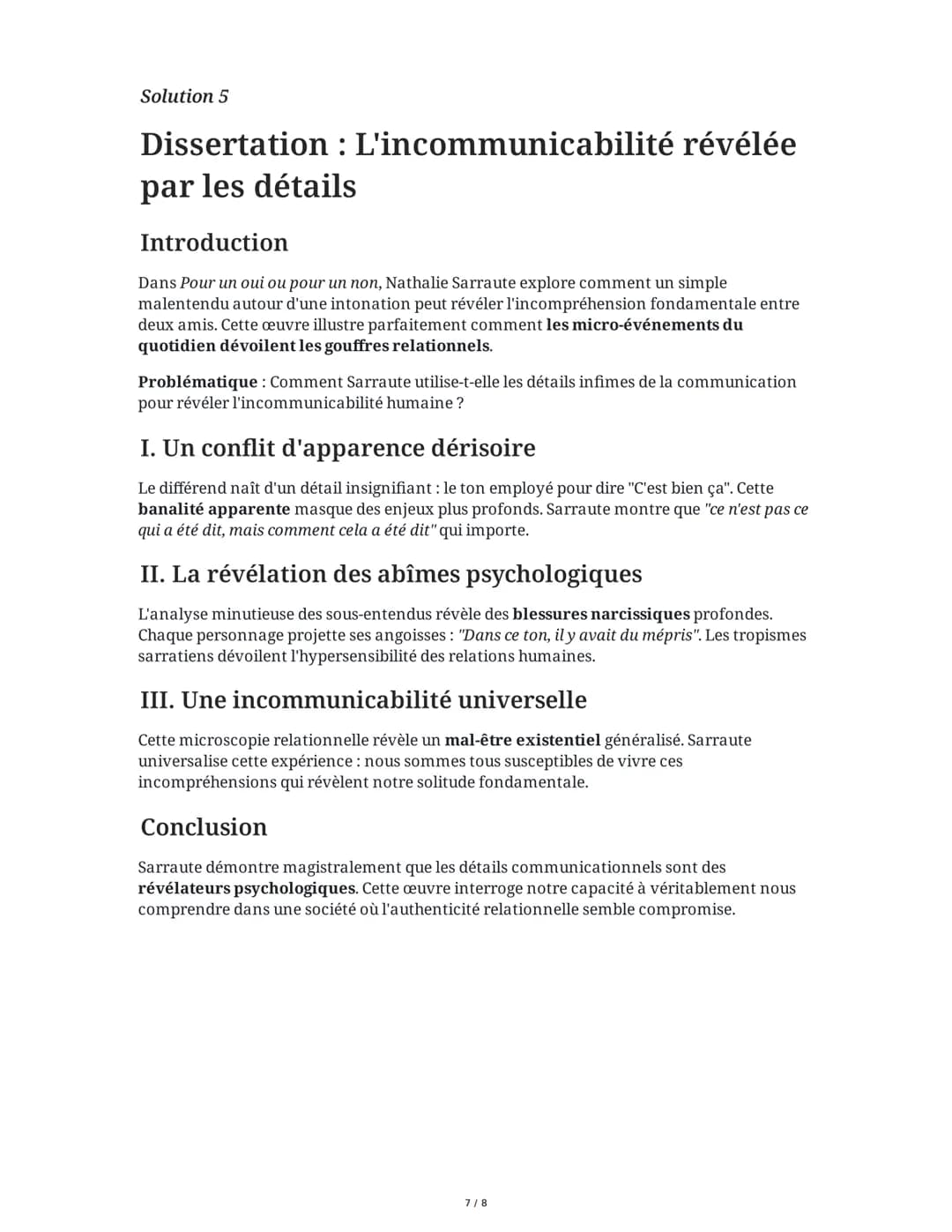 8 June 2025
Analyse du théâtre de Nathalie Sarraute
Tâche 1
Analyse de la structure dramatique dans "Pour un oui ou pour un non"
Analysez la