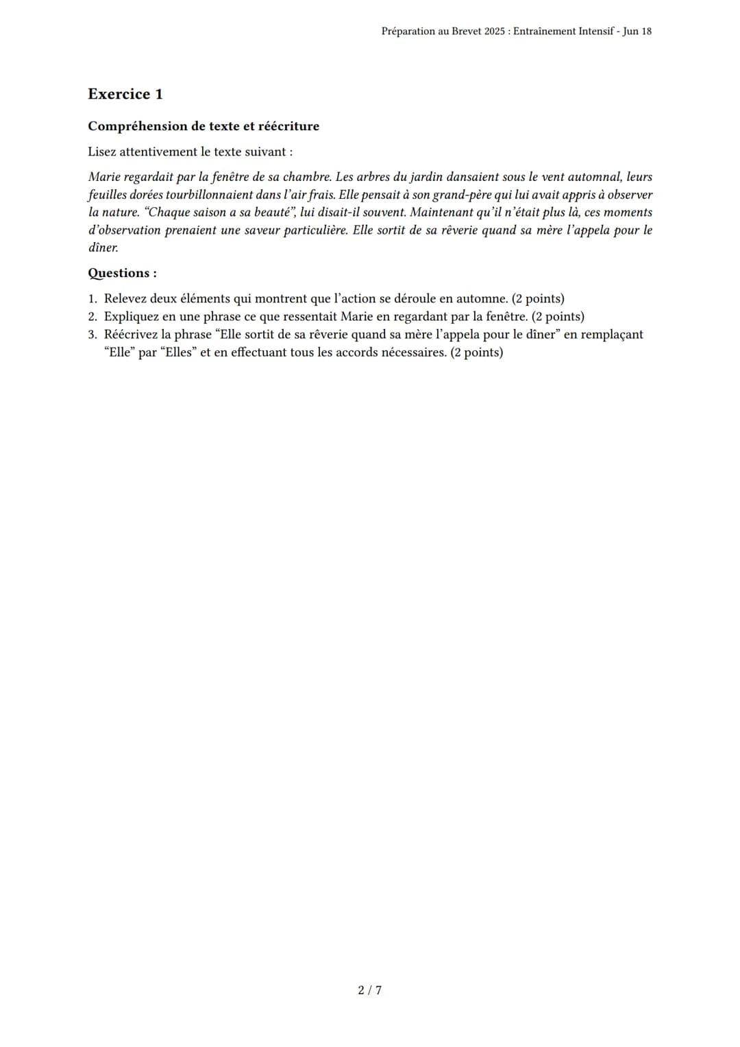 Préparation au Brevet 2025: Entraînement Intensif
Brevet
Généré par Léna Thirion Rutyna - Jun 18
Description: Ce test évalue les compétences