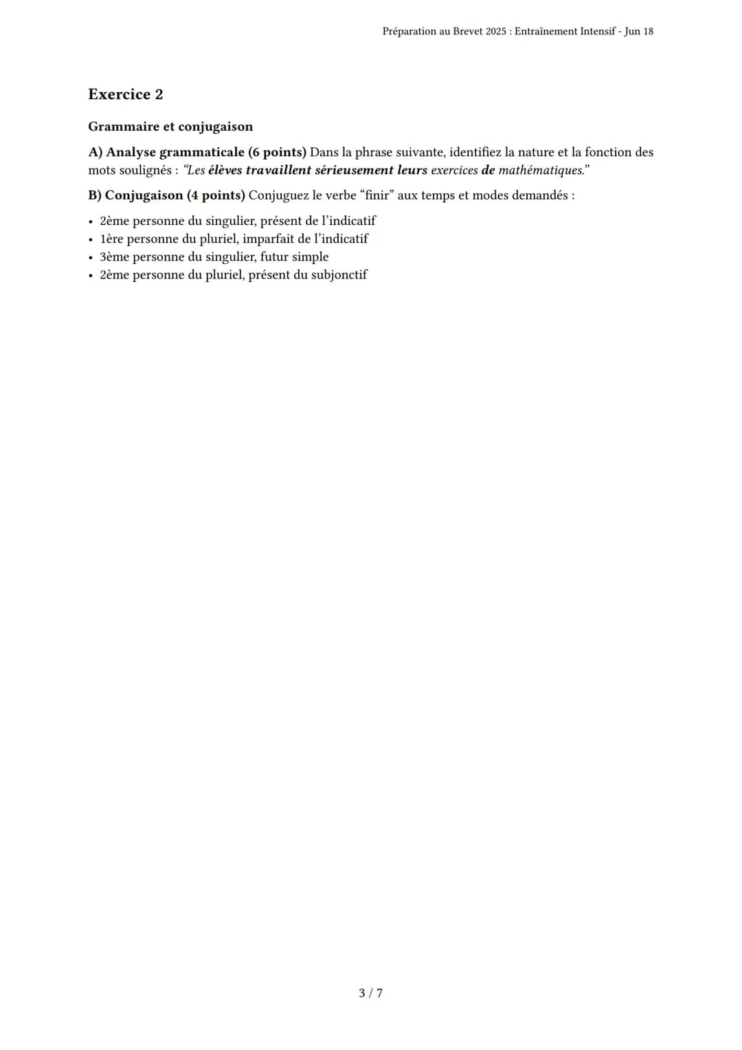 Préparation au Brevet 2025: Entraînement Intensif
Brevet
Généré par Léna Thirion Rutyna - Jun 18
Description: Ce test évalue les compétences