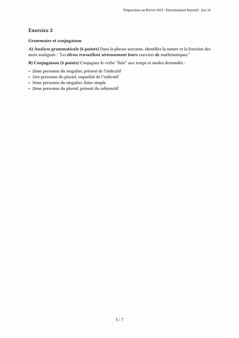 Préparation au Brevet 2025: Entraînement Intensif
Brevet
Généré par Léna Thirion Rutyna - Jun 18
Description: Ce test évalue les compétences