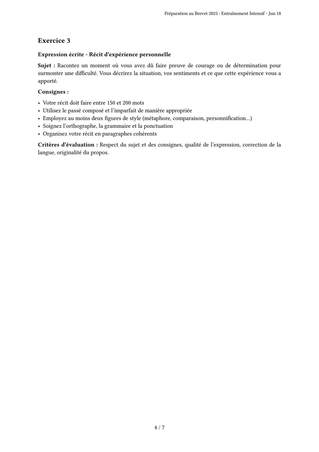 Préparation au Brevet 2025: Entraînement Intensif
Brevet
Généré par Léna Thirion Rutyna - Jun 18
Description: Ce test évalue les compétences