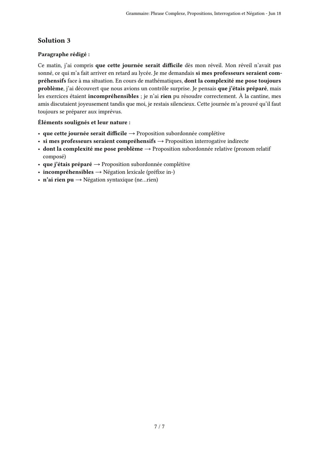 Grammaire: Phrase Complexe, Propositions, Interroga-
tion et Négation
Bac
Généré par isaure boucaud - Jun 18
Description: L'examen porte sur