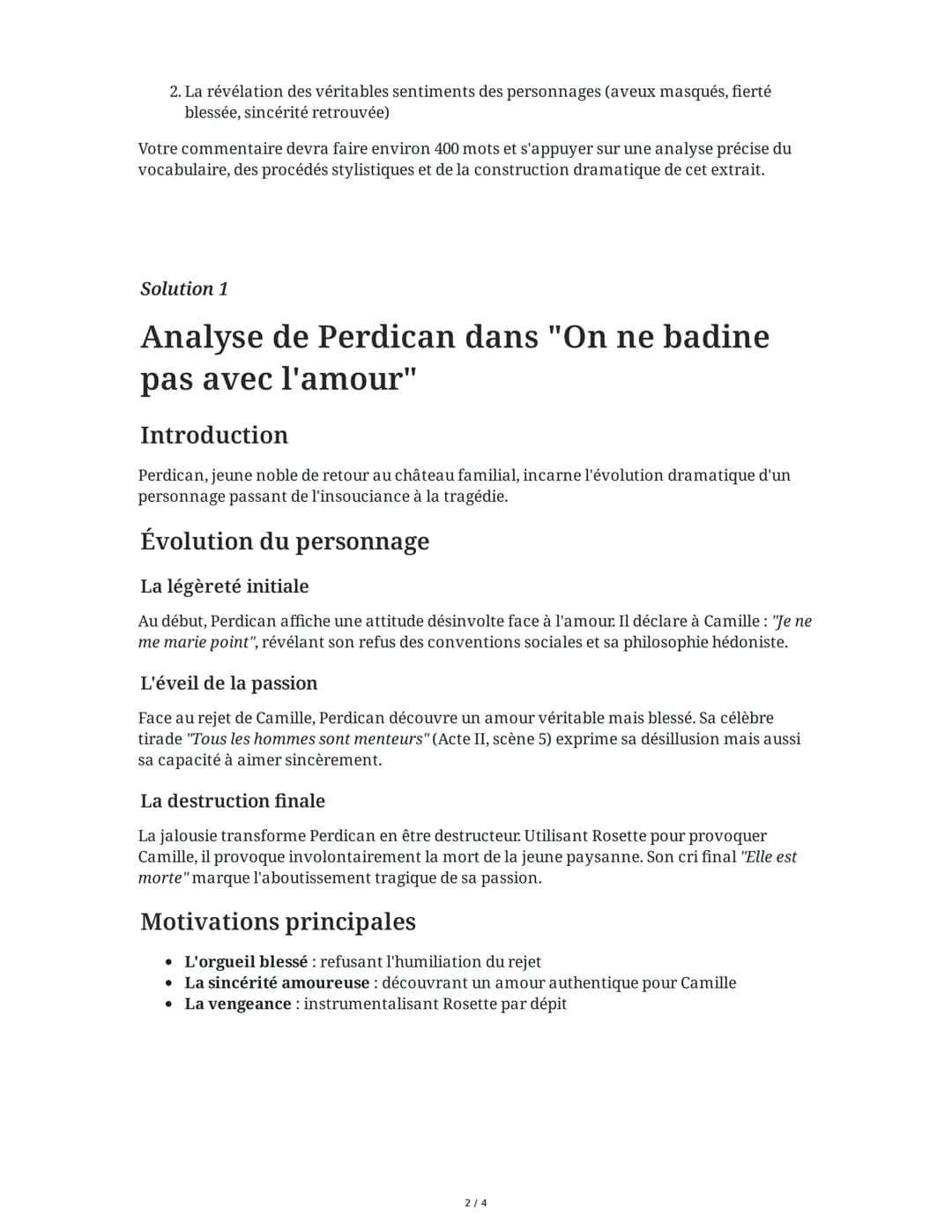 11 June 2025
Dissertations sur << On ne badine pas avec
l'amour >>
Tâche 1
Analyse littéraire - Les personnages et leurs motivations
Analyse