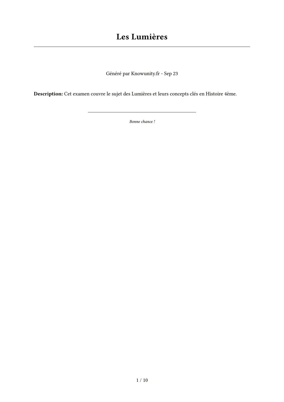 Les Lumières - Concepts Clés et Idées Principales