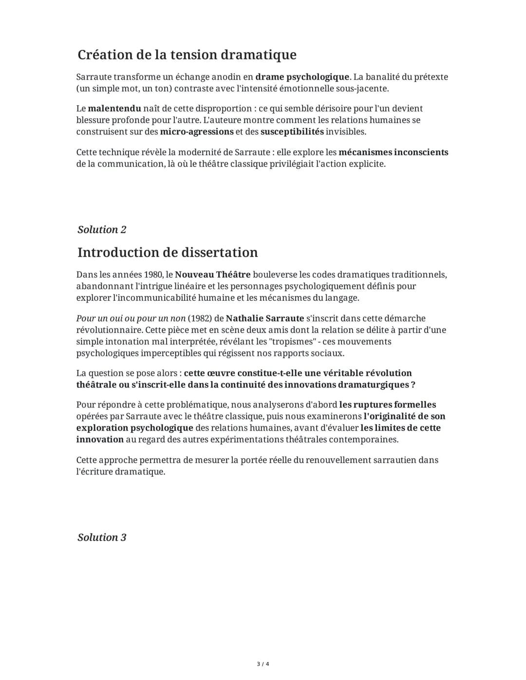 8 June 2025
Dissertation: Nathalie Sarraute - Pour un Oui
ou Pour un Non
Tâche 1
Analyse de l'incipit de "Pour un oui ou pour un non"
Relise