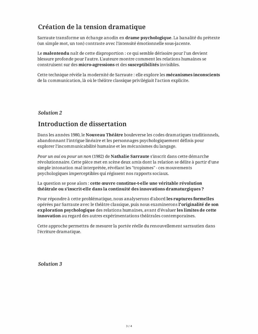 8 June 2025
Dissertation: Nathalie Sarraute - Pour un Oui
ou Pour un Non
Tâche 1
Analyse de l'incipit de "Pour un oui ou pour un non"
Relise
