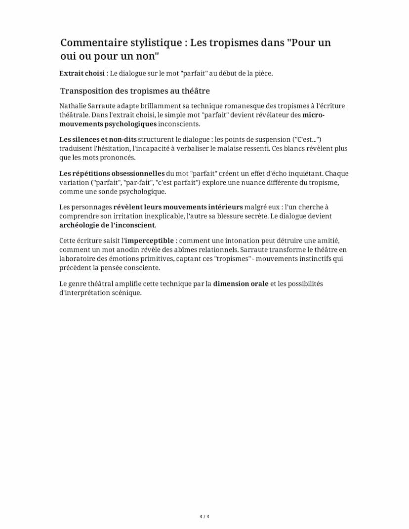 8 June 2025
Dissertation: Nathalie Sarraute - Pour un Oui
ou Pour un Non
Tâche 1
Analyse de l'incipit de "Pour un oui ou pour un non"
Relise
