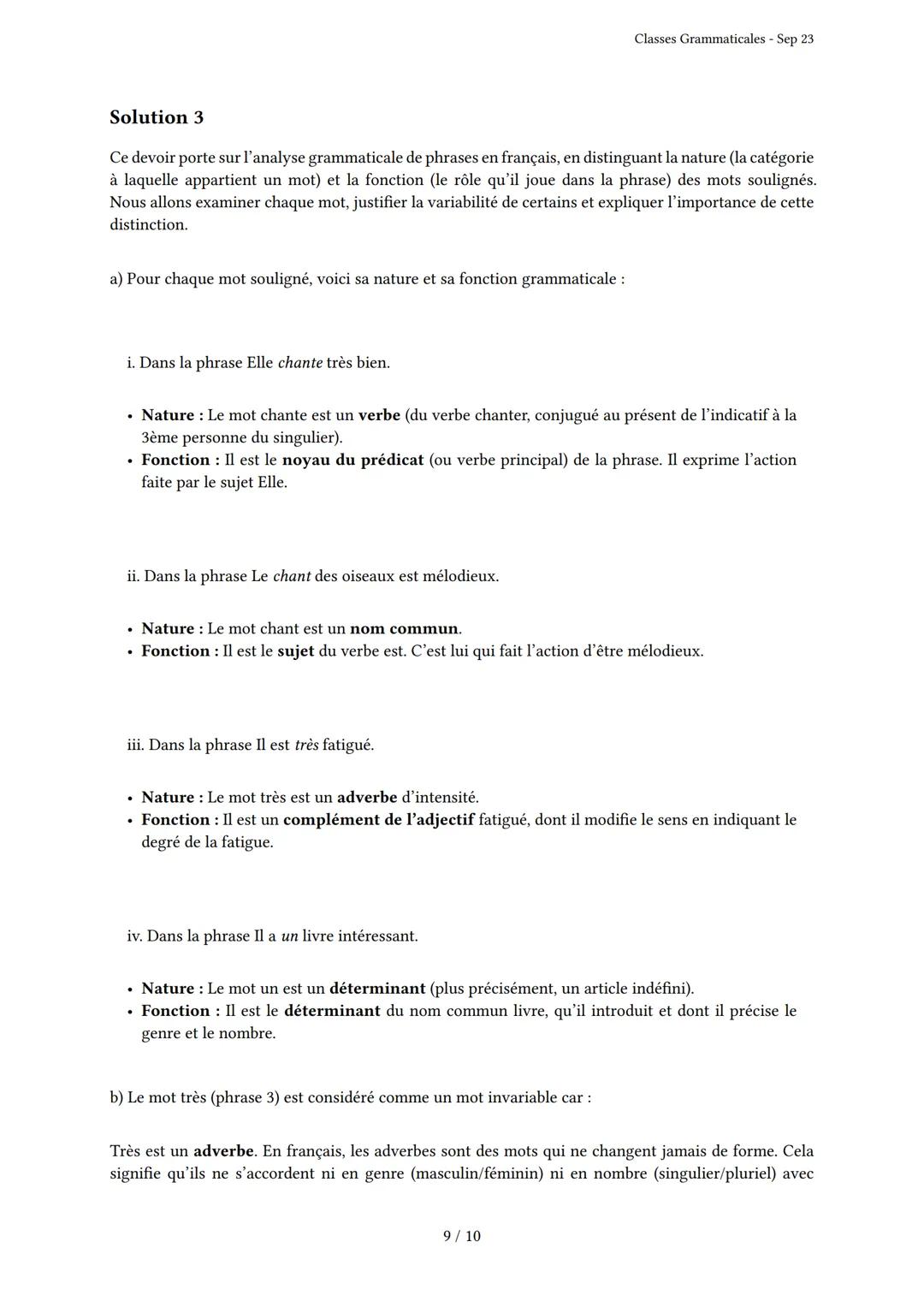 # Classes Grammaticales

Généré par Knowunity.fr - Sep 23

Description: Cet examen couvre les classes grammaticales et la nature des mots.

