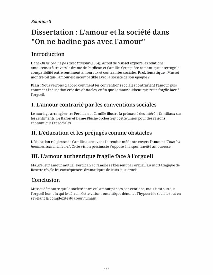 30 May 2025
Dissertation: On ne badine pas avec l'amour
Tâche 1
Analyse littéraire - Les personnages et leurs relations
Analysez la relation