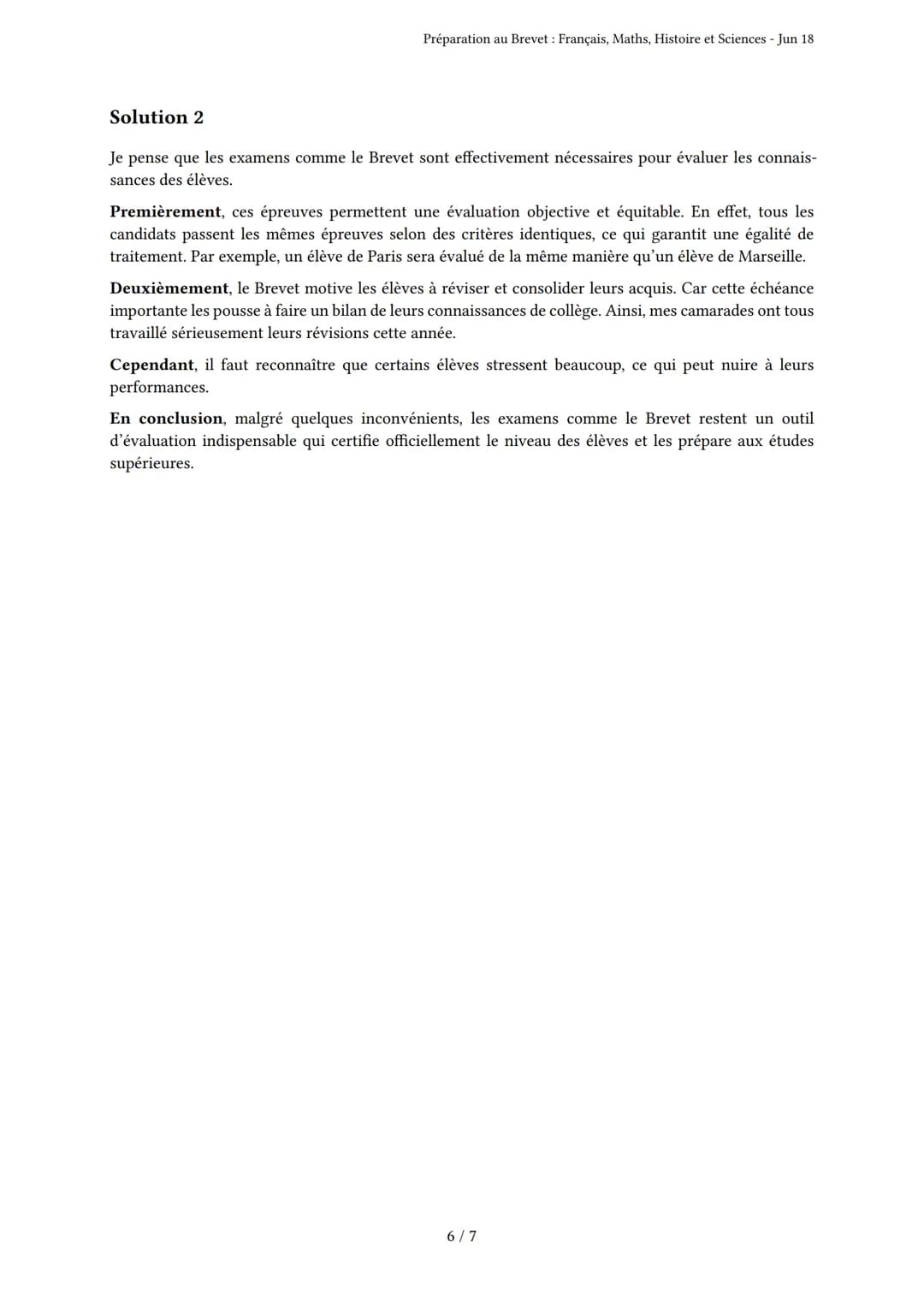 Préparation au Brevet: Français, Maths, Histoire et Sci-
ences
Brevet
Généré par Nina Sanchez - Jun 18
Description: Ce test couvre le frança